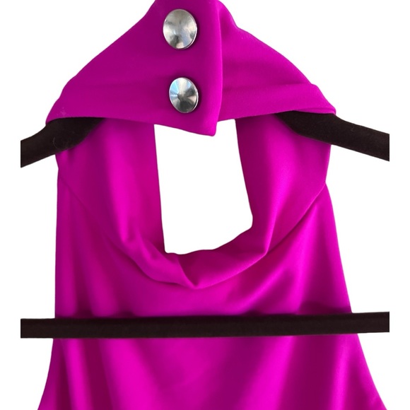 Susana Monaco High Neck Halter Midi Dress BarbieCORE Hit Pink NWT X Small - Picture 14 of 14